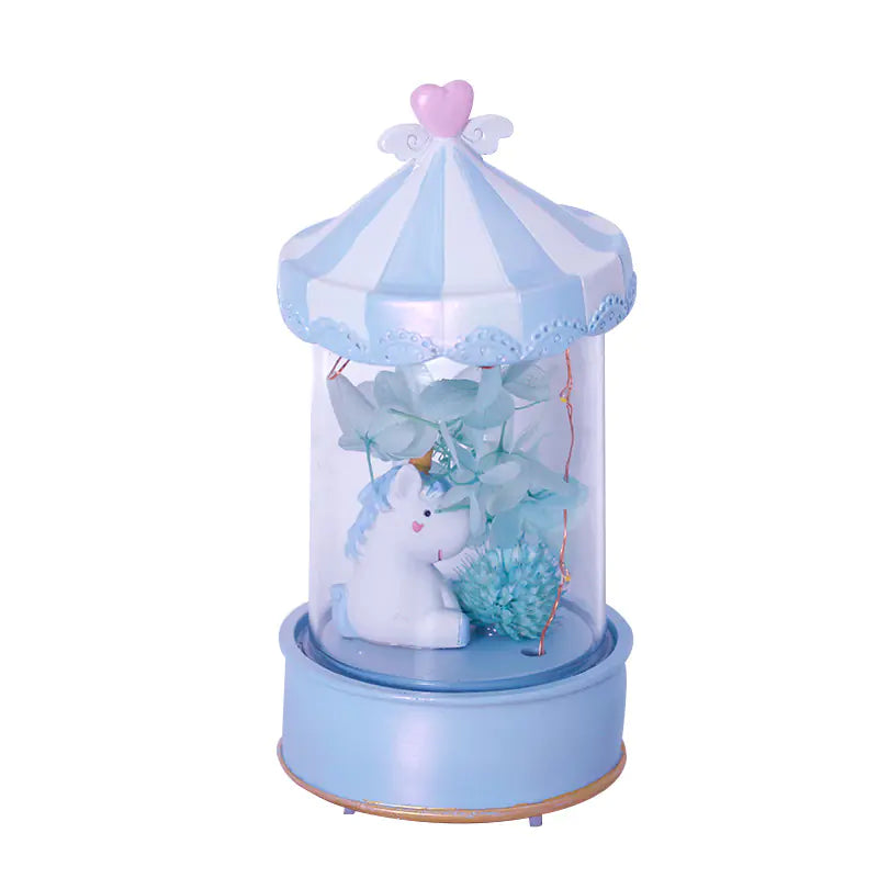 Unicorn Creative Resin Ornament with Star Light Music Box
