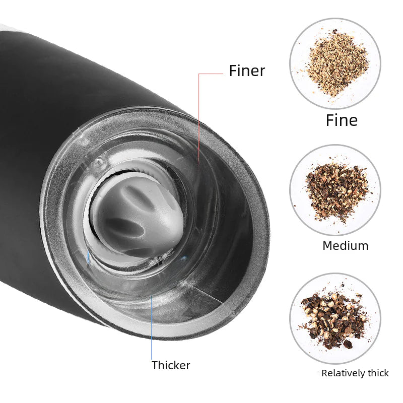 Electric Pepper Grinder – Stainless Steel Gravity-Sensing Salt & Spice Mill