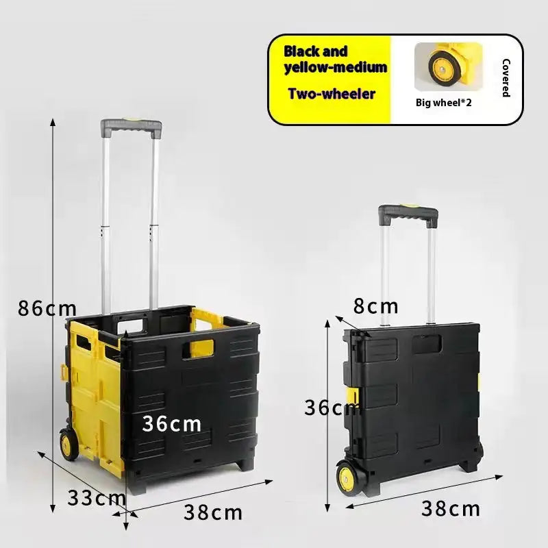 Portable Folding Cart with Lid – Heavy-Duty Collapsible Trolley