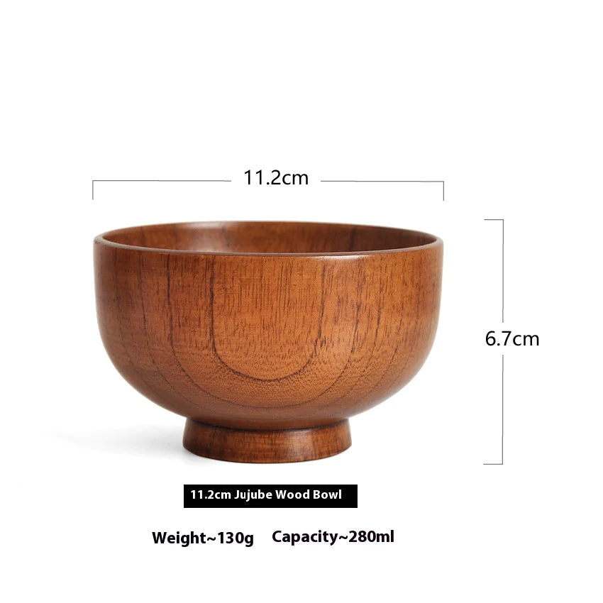 Solid Wood Bowl – Elegant Tableware for Soups & Noodles