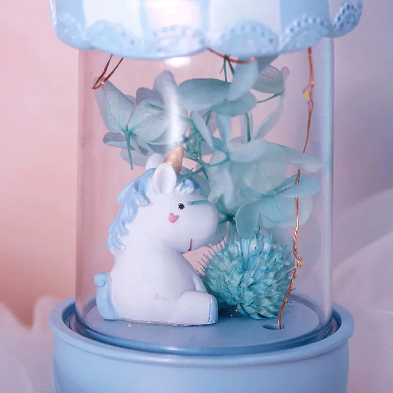 Unicorn Creative Resin Ornament with Star Light Music Box