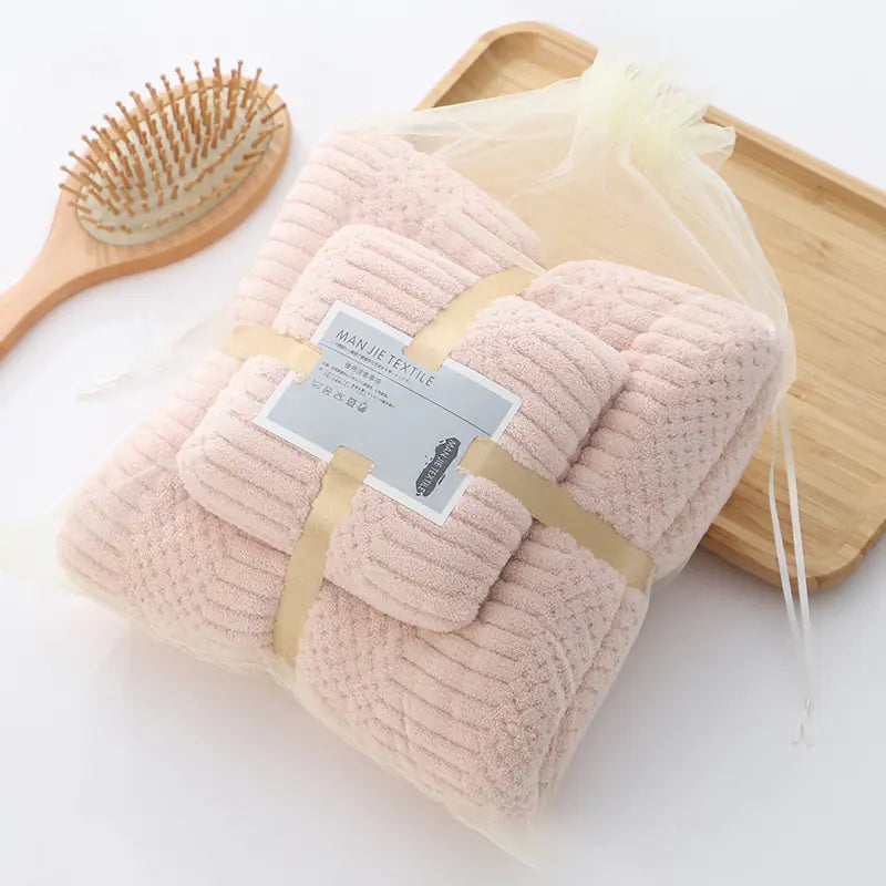 Coral Fleece Absorbent Towel & Bath Towel Set – Soft & Quick Dry