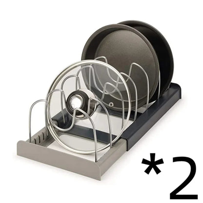 Stainless Steel Pot Lid Organizer – Adjustable Kitchen Storage Rack