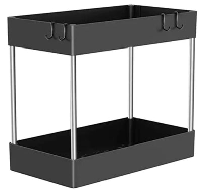 Kitchen Under Sink Storage Organizer with 2 Animal-Design Drawers – Black or White