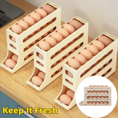 4-Layer Sliding Egg Tray – Refrigerator Egg Holder & Kitchen Organizer