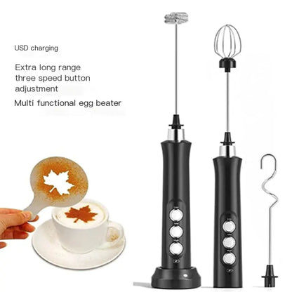 USB Rechargeable Electric Whisk – Coffee Milk Frother & Hand Mixer