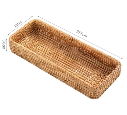 Japanese Rattan Woven Tray – Rustic Serving & Storage Basket