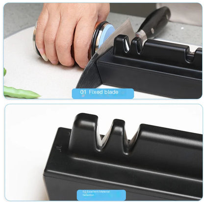 Tungsten Steel Kitchen Knife Sharpener – Adjustable Angle Roller(Compact/Large)