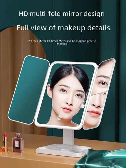 LED Makeup Mirror with Light - Portable Desktop Shell Design