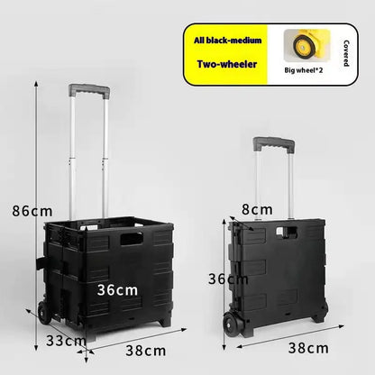 Portable Folding Cart with Lid – Heavy-Duty Collapsible Trolley