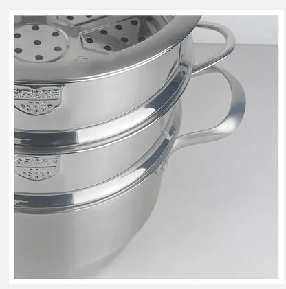 Stainless Steel Steamer with Double Handles for Buns
