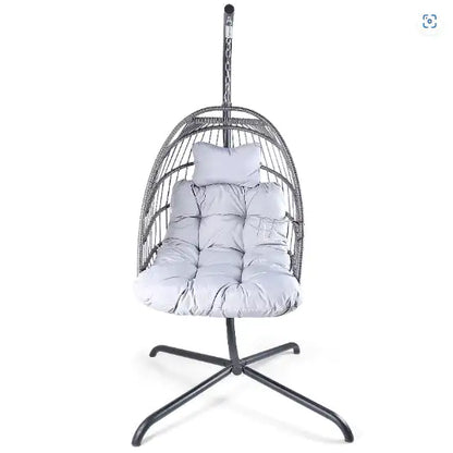 Swing Egg Chair with Stand - Indoor/Outdoor Hanging Chair with Cushions