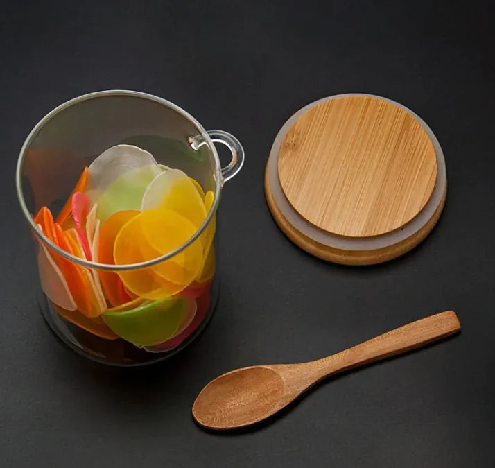 Glass Storage Jar with Wooden Lid – Airtight Tea, Coffee & Spice Container
