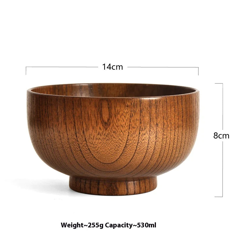 Solid Wood Bowl – Elegant Tableware for Soups & Noodles