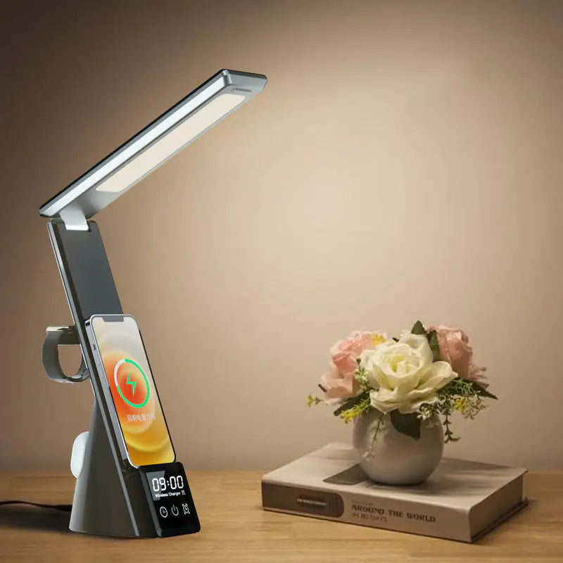 Wireless Charger Touch Dimming Clock Table Lamp
