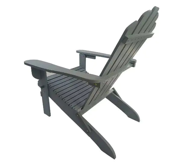Foldable Wooden Adirondack Chair - Indoor/Outdoor Grey Poplar Wood