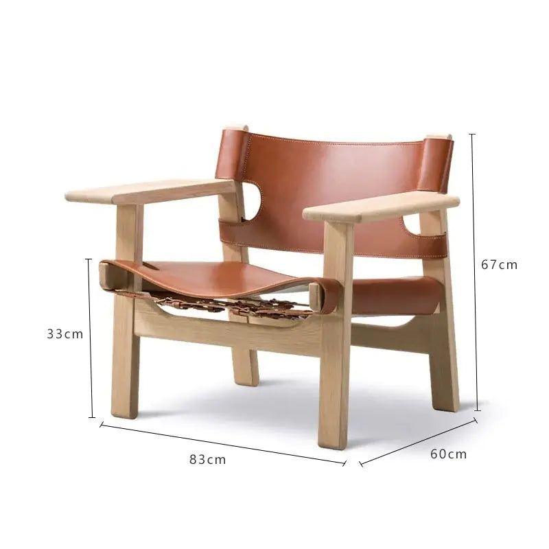 Spanish Chair Solid Wood Vintage Leather Sofa Chair