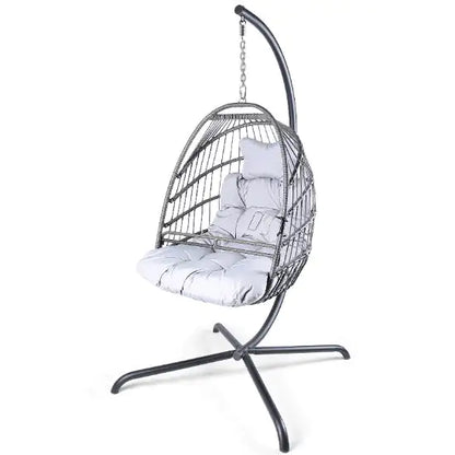 Swing Egg Chair with Stand - Indoor/Outdoor Hanging Chair with Cushions