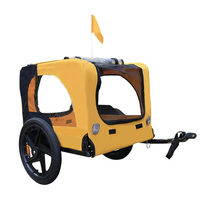 Yellow Foldable Dog Stroller with Bike Attachment