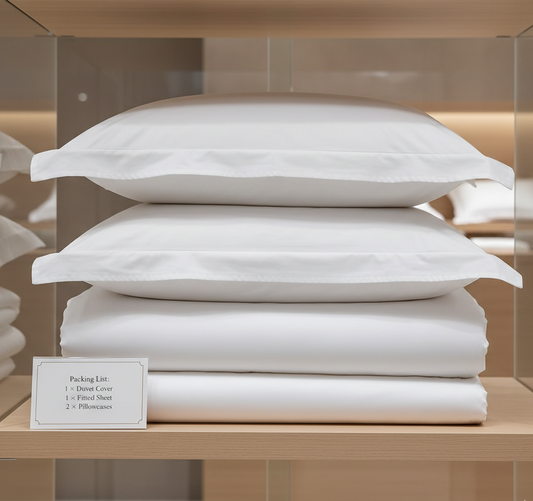 Hotel Cotton Bedding Set with Satin Duvet Cover (4pcs)