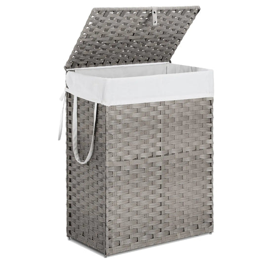 Sweetcrispy Laundry Hamper – 90L Foldable Clothes Basket with Lid, Dove Gray