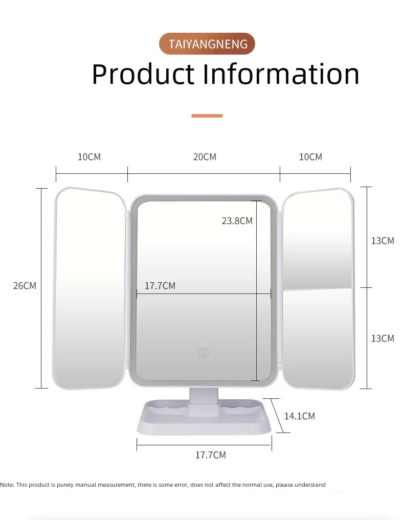 LED Makeup Mirror with Light - Portable Desktop Shell Design