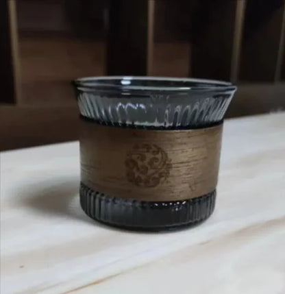 Premium High-Borosilicate Glass Drinkware – Vertical Grain, 300ml