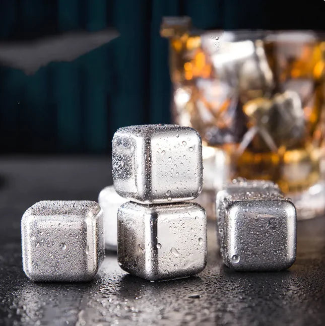 Stainless Steel Reusable Ice Cubes for Beverage, Wine, Beer & Whiskey (Bar Stones)