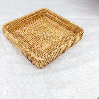 Japanese Rattan Woven Tray – Rustic Serving & Storage Basket