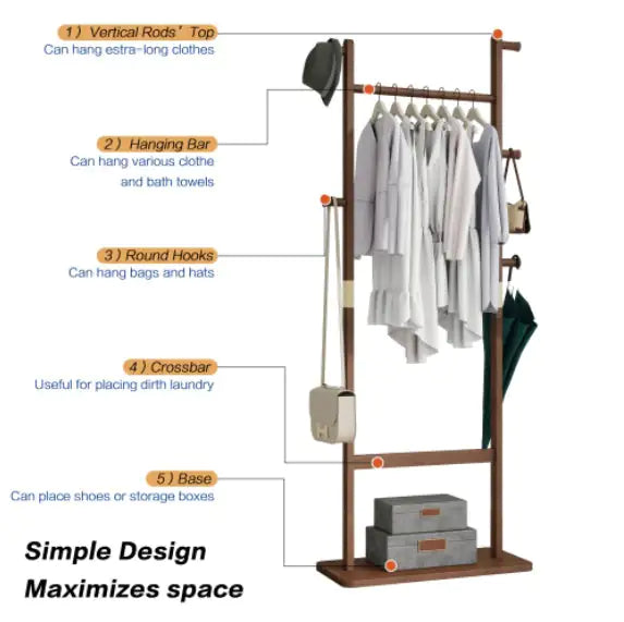 Coat Rack Solid Wood Clothes Hanger