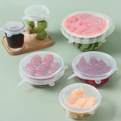 Silicone Stretch Lids – Reusable, Airtight, Eco-Friendly & Dishwasher-Safe (Set of 6)