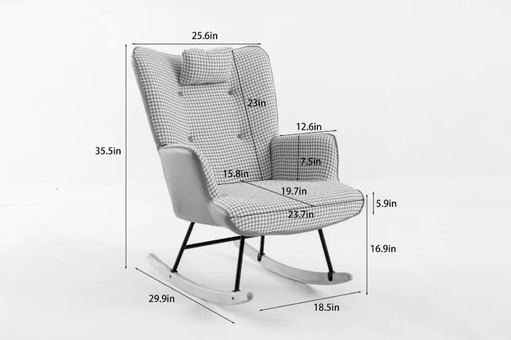 Soft Houndstooth Fabric Rocking Chair For The Baby Room