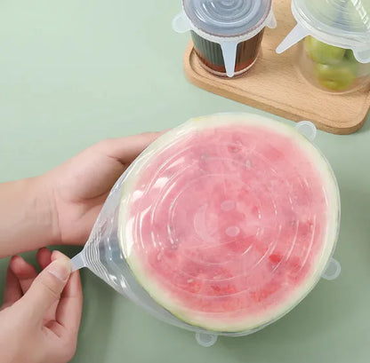 Silicone Stretch Lids – Reusable, Airtight, Eco-Friendly & Dishwasher-Safe (Set of 6)