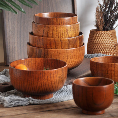 Solid Wood Bowl – Elegant Tableware for Soups & Noodles