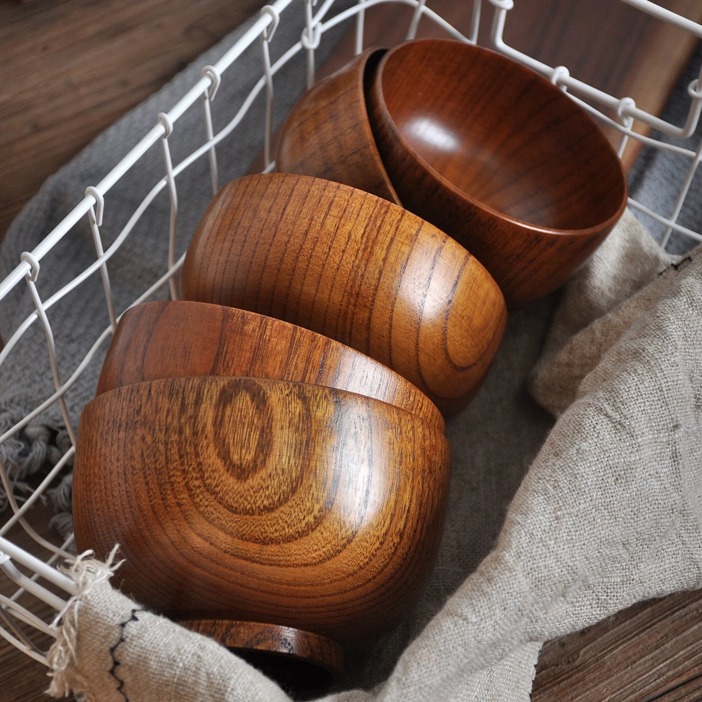 Solid Wood Bowl – Elegant Tableware for Soups & Noodles