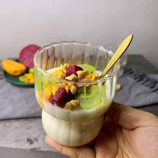 Striped Fat Glass Cup – Heat-Resistant Borosilicate Drinkware