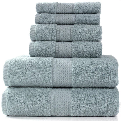Home Simple Cotton Absorbent Towel Bath Towel 6-Piece Set– Soft Solid Colors