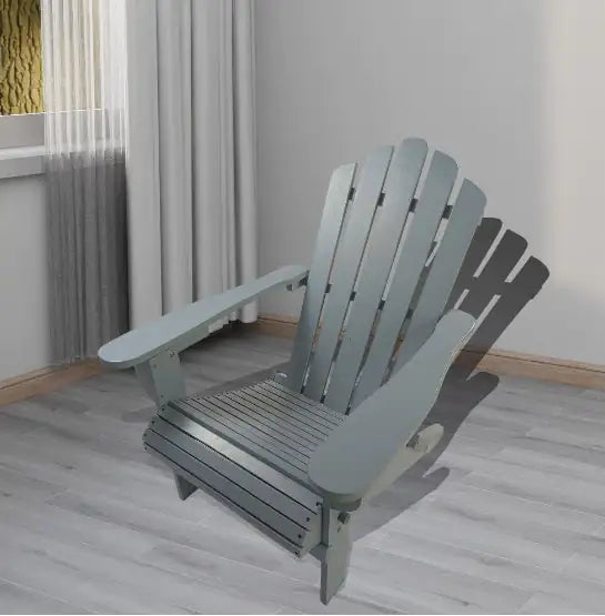 Foldable Wooden Adirondack Chair - Indoor/Outdoor Grey Poplar Wood