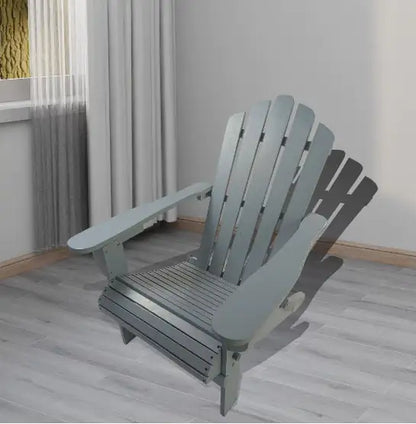 Foldable Wooden Adirondack Chair - Indoor/Outdoor Grey Poplar Wood