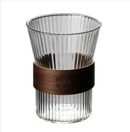 Premium High-Borosilicate Glass Drinkware – Vertical Grain, 300ml
