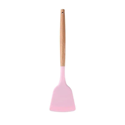 Silicone Spatula Set with Wooden Handle, Food Grade