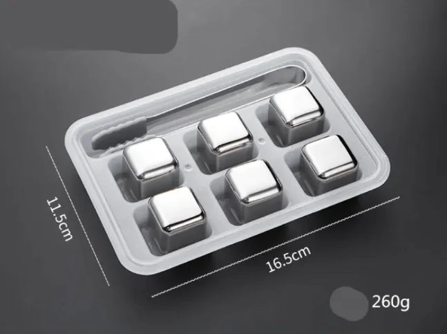 Stainless Steel Reusable Ice Cubes for Beverage, Wine, Beer & Whiskey (Bar Stones)
