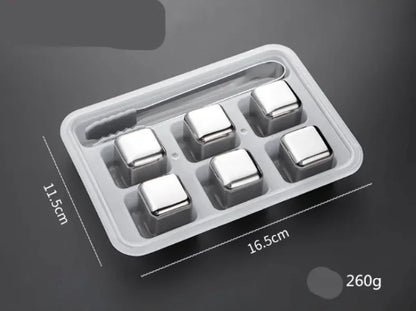 Stainless Steel Reusable Ice Cubes for Beverage, Wine, Beer & Whiskey (Bar Stones)