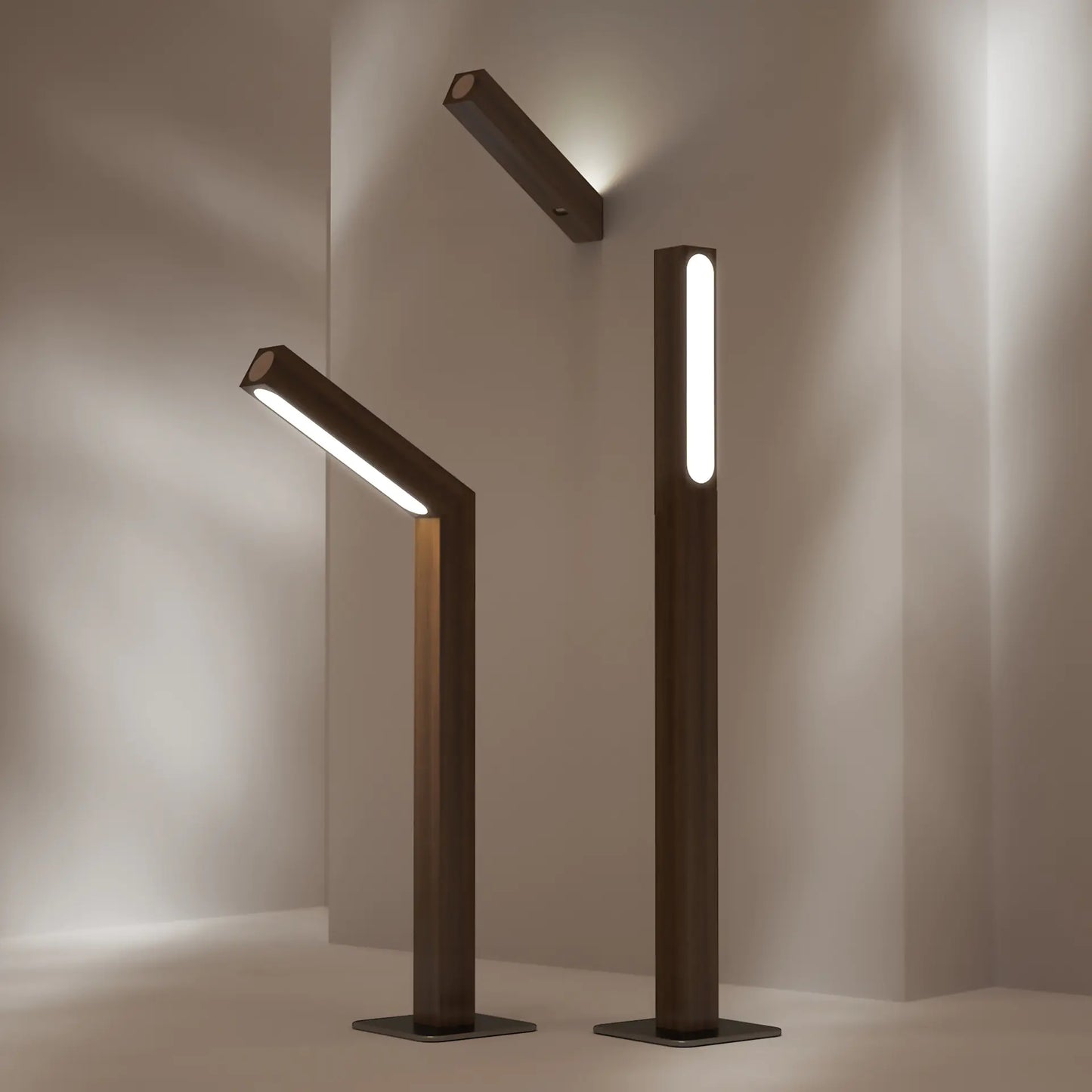 Minimalist LED Bedside Lamp with Wooden Base