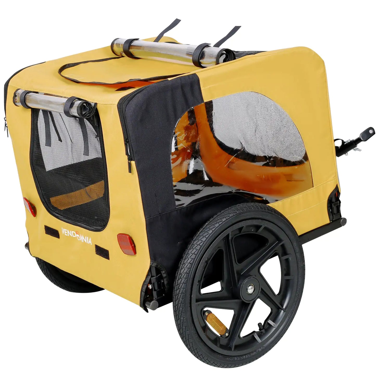 Yellow Foldable Dog Stroller with Bike Attachment