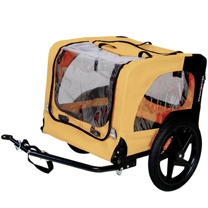 Yellow Foldable Dog Stroller with Bike Attachment