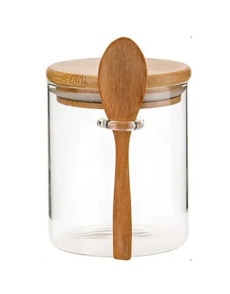 Glass Storage Jar with Wooden Lid – Airtight Tea, Coffee & Spice Container