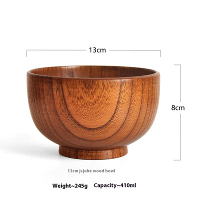 Solid Wood Bowl – Elegant Tableware for Soups & Noodles