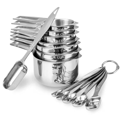 13-Piece Stainless Steel Measuring Cups & Spoons Set – Baking & Cooking Tools