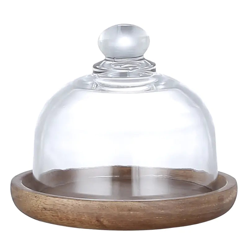 Mini Dessert Display Tray with Glass and Wood Base